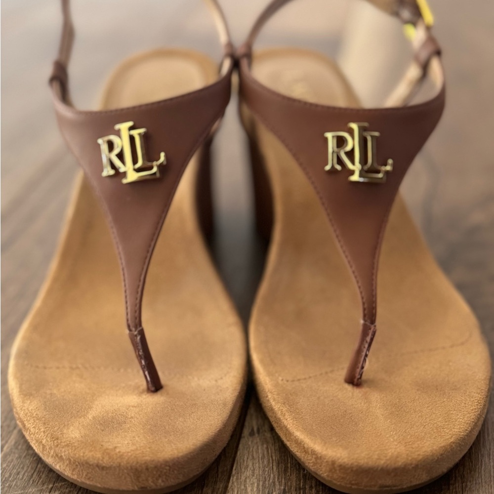 Ralph Lauren Brown Wedge Sandals